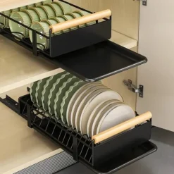 Køkkenorganisering>Udtræksskuffe til skab med afløbsorganisator sort 41x26x13cm