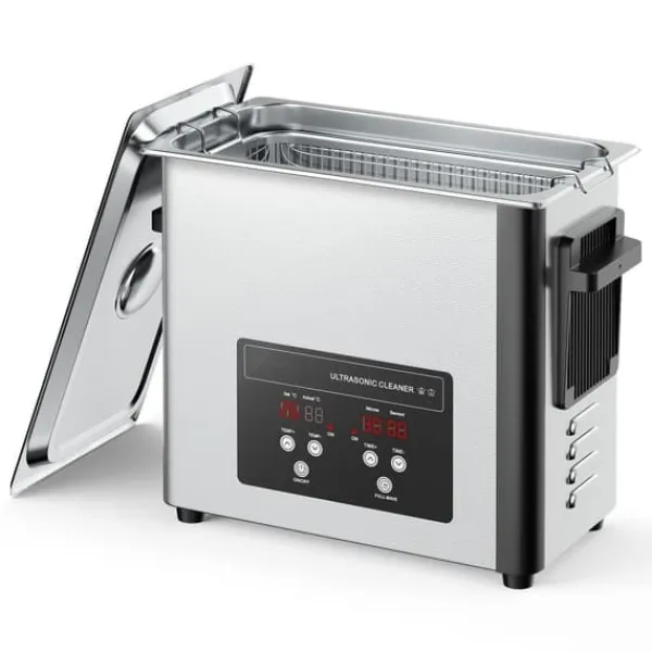 Ultralydsrenser>Ultralydsrenser - Professionel Ultralydsrensemaskine - 6 L - 40 kHz - 120 W - Digitalt Display - Med Rengøringskurv - Smykker Og Ure