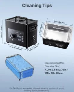 Ultralydsrenser - Ultralydsbad 3 L Professionel - Knapbetjening - Rustfrit Stål - Med Kurv - Rensekugle - Til Smykker, Ure & Mønter Hot