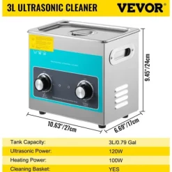 Ultralydsrenser, Justerbar Opvarmning, Tank af 304 Rustfrit Stål,3 Liter Online