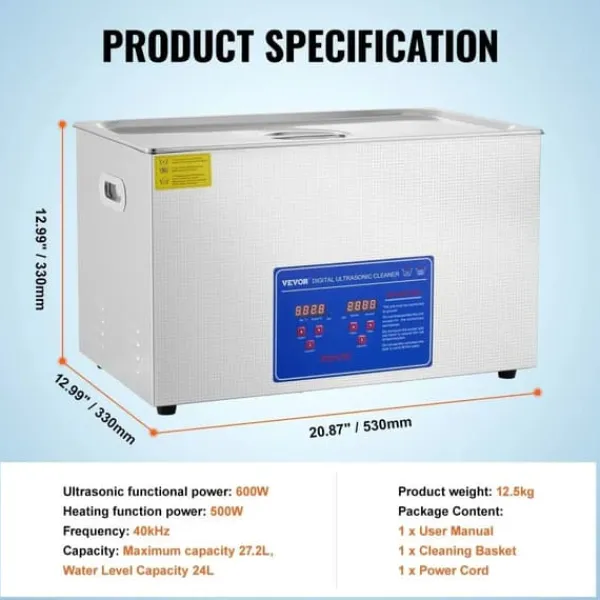 Ultralydsrenser>Ultralydsrenser, 40kHz Dybderensning, Digitalt Betjeningspanel,30L JPS-100A