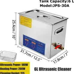 Ultralydsrenser, 40kHz frekvens, digitalt kontrolpanel,6L Hot