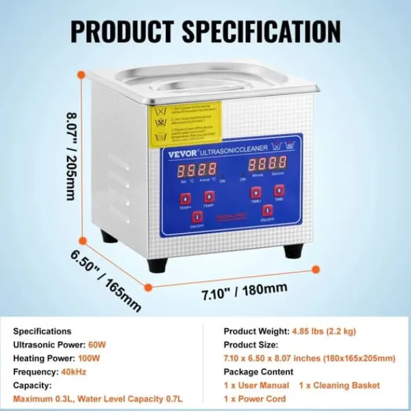 Ultralydsrenser, Kraftfuld Rengøringsydelse, Brugervenligt Design,1.3L-60W Discount