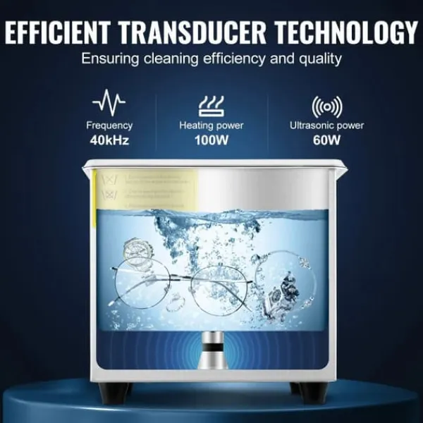 Ultralydsrenser>Ultralydsrenser, 1,3L kapacitet, ultralydseffekt 60W, varmeeffekt 100W, frekvens 40kHz, digital timer