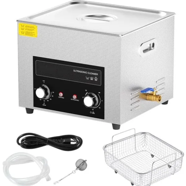 Ultralydsrenser 15L med varme, timer & kurv, digital sonic maskine til effektiv rengøring. Sale