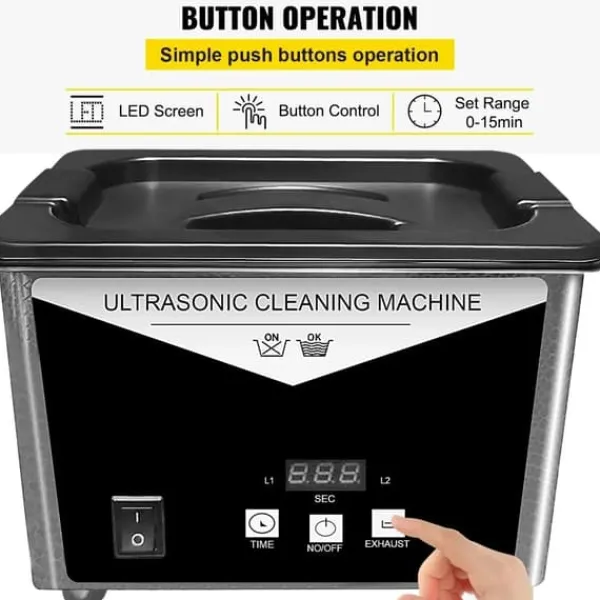 Ultralydsrenser>Ultralydsrenser, 800ml kapacitet, 40kHz frekvens, justerbar timer