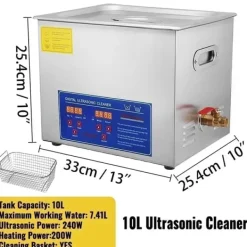 Ultralydsrenser, tankkapacitet 6L til 30L, 40kHz frekvens, rustfrit stål konstruktion,10L JPS-40A Best