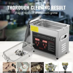 Ultrasonisk rengører med digital timer og varme, professionel til smykker, briller, små dele og printplader (3L). Best