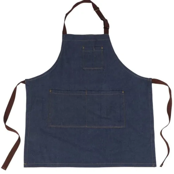 Forklæder>Unisex Denim Forklæde med Lommer til Tegning, Maleri, Restaurant, Kaffe, Tjener (Blå)
