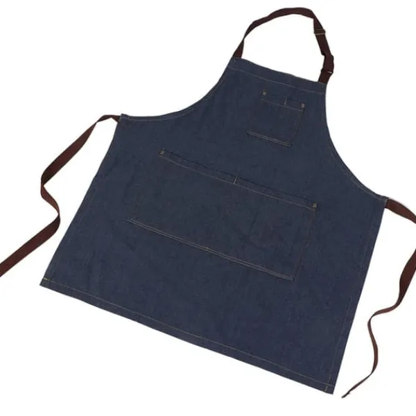Forklæder>Unisex Denim Forklæde med Lommer til Tegning, Maleri, Restaurant, Kaffe, Tjener (Blå)
