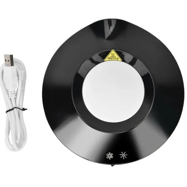 USB-drevet dobbeltfunktionel kaffekoppebakke - isoleret måtte til kolde og varme drikke (sort) Hot