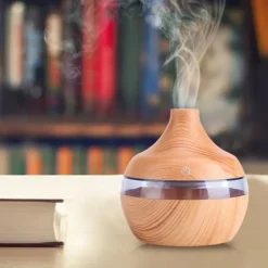 USB-luftfugter og oliediffuser med træstruktur (300 ml) New
