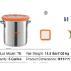 Vakuumafgasningskammer, 304 rustfrit stål, lufttæt tætning,5 Gallon