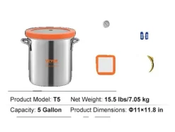 Vakuumafgasningskammer, 304 rustfrit stål, lufttæt tætning,5 Gallon
