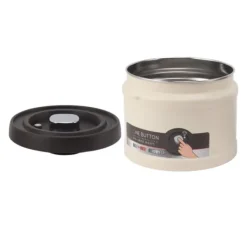 Vakuumforseglet kaffebeholder i 304 rustfrit stål, lufttæt opbevaringsbeholder til kaffebønner, te, nødder, 1100 ml, beige Online