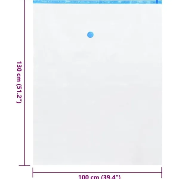 Vakuumopbevaringsposer - Pladsbesparende og vandtæt | 10 pcs | Størrelse: 130x100 cm | Farve: Gennemsigtig/Blå Best