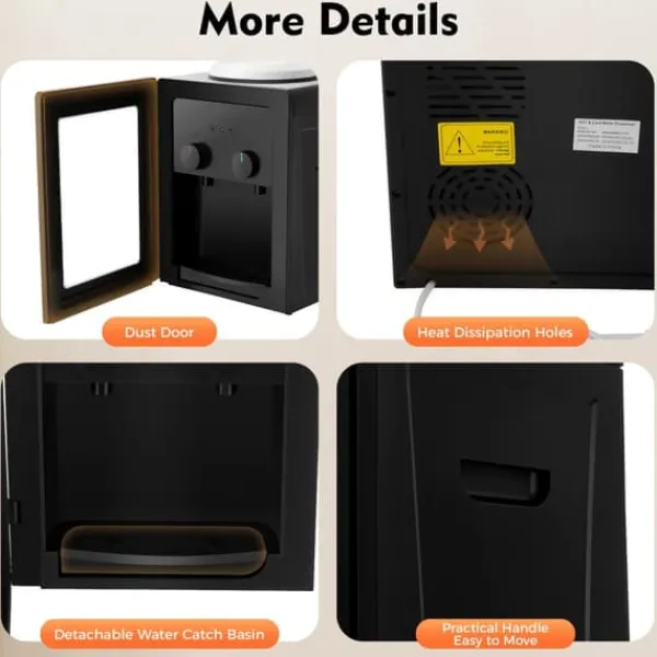 Vanddispenser - Bordmodel - Koldt & Varmt Vand - 220V 50Hz - Opvarmning 550W, Køling 75W - PP-kabinet - Sort Discount