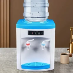 Vanddispenser - Bordmodel - Varm & Kold - Elektrisk 220V - Til Hjem & Kontor - Blå
