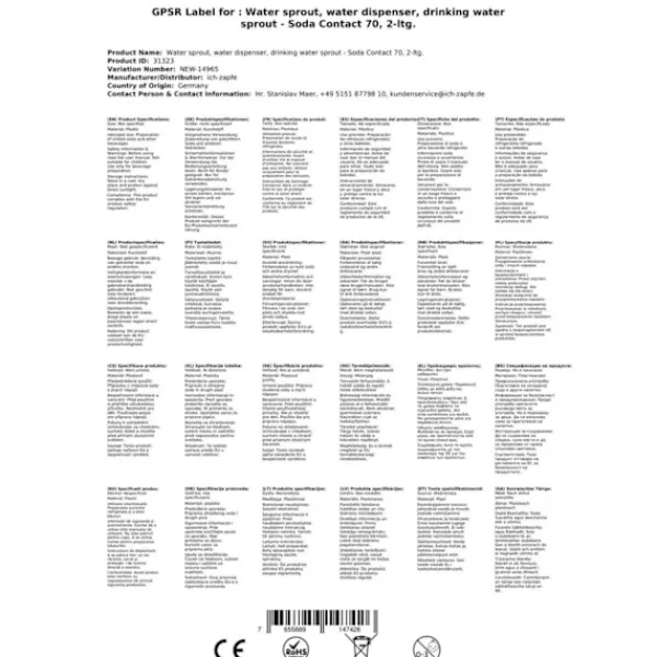 Vanddispenser, Carbonator, Sodastream - Soda Kontakt 70, 2-ltg. Online
