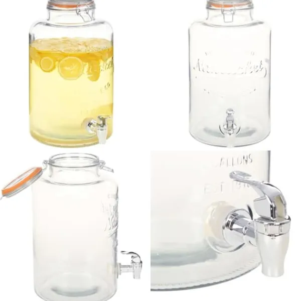 Beholdere Til Mad & Drikkevarer>Vanddispenser XXL med tappehane gennemsigtig 8 l glas - Vanddispenser - Vanddispensere - Home & Living