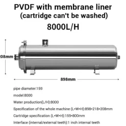 Vandfilteranlæg, 8000L/H Flow Rate, Ultrafilter Renser,8000L