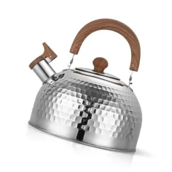 Vandkedel i rustfrit stål med fløjte, stor kapacitet, fladbundet til gaskomfur, kog vand 2L, hammer Best