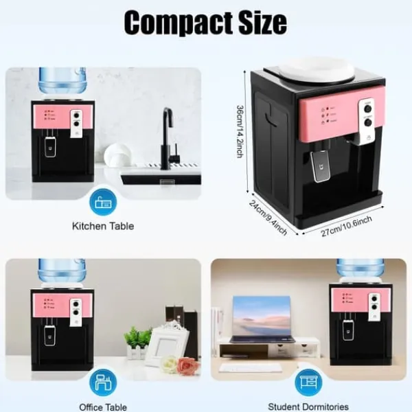 Vandkølere>Vandkøler og dispenser - HS-09 - Varm & kold - Fritstående - Til 4,5 L dunke - EU-stik 220V/50Hz - 500W opvarmning, 75W køling - Brun