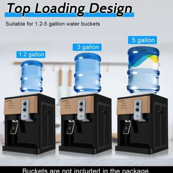 Vandkølere>Vandkøler/Vanddispenser - Bordmodel - 5 Gallon (18,9 L) - Varm & Kold 8–90 °C - Plastik - Champagne
