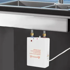 Vandvarmer - Elektrisk gennemstrømsvandvarmer - 3500 W 230 V - Øjeblikkeligt varmt vand - Til bad, køkken, bruser - CE - Hvid Best