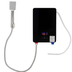 Vandvarmere>Vandvarmer - Elektrisk med håndbruser - Effekt 6500 W - LED-display - Temperatur 30–55 °C - Vægmonteret - Sort