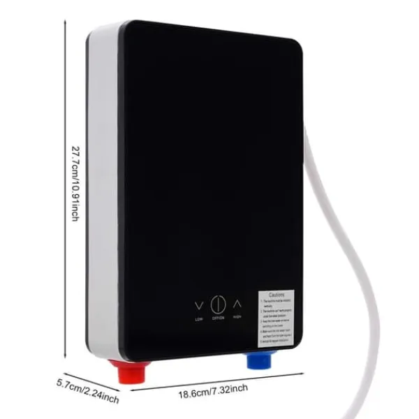 Vandvarmere>Vandvarmer - Elektrisk med håndbruser - Effekt 6500 W - LED-display - Temperatur 30–55 °C - Vægmonteret - Sort