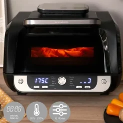 Varmluftsfrituregryde med grill, tilbehør og opskriftsbog InnovaGoods Fryinn 12-in-1 6000 Sort Stål 3400 W 6 L