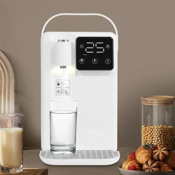 Varmtvandsdispenser - Bordmodel vandkoger - 3 l - 2200 W - LED-display - Justerbar temperatur - Hurtig opvarmning - Hvid New