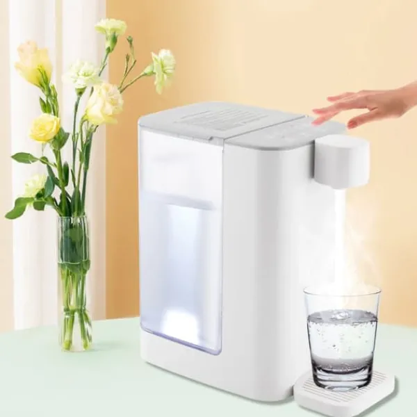 Varmtvandsdispenser - Varmtvandsautomat - 3 L - 2000 W - 5 Temperaturtrin - Hurtig Opvarmning - Temperaturkontrol - Til Kaffe Te Mælk - Hvid New