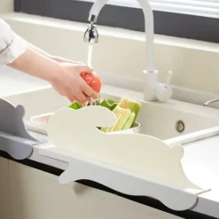 Vask Sprøjt Beskytter Alsidig Stor Størrelse Stænksikker Silikone Sugekopper Vask Vand Stænk Beskytter til Køkken Håndvask Beige Outlet