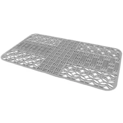Vaskmåtter Silikone Anti-Slip Varmebestandig 66x35 cm Stor størrelse Firkantet udhulet vaskbeskytter til køkken Grå Outlet