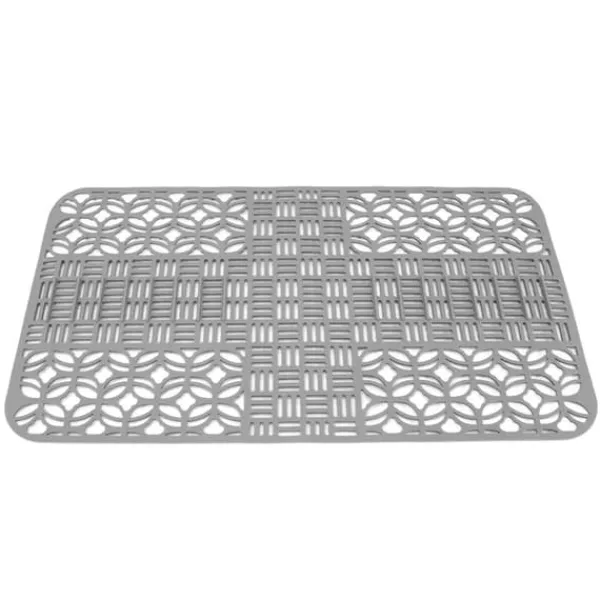 Vaskmåtter Silikone Anti-Slip Varmebestandig 66x35 cm Stor størrelse Firkantet udhulet vaskbeskytter til køkken Grå Outlet