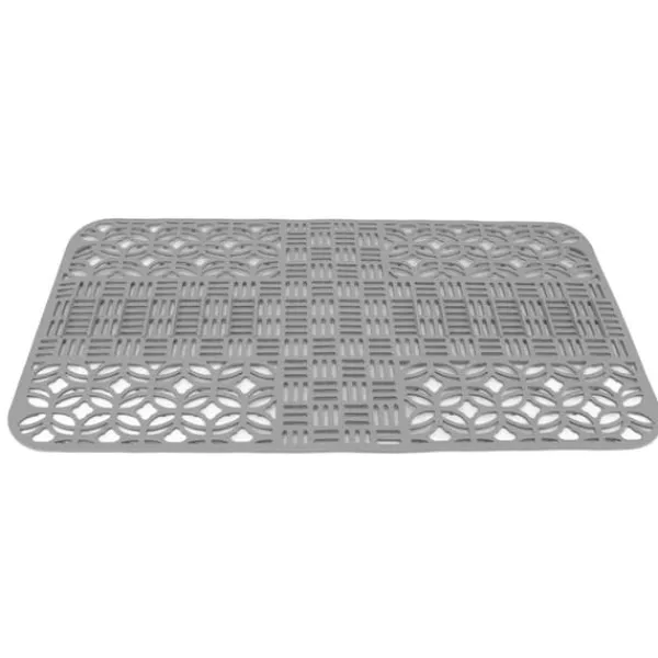 Vaskmåtter Silikone Anti-Slip Varmebestandig 66x35 cm Stor størrelse Firkantet udhulet vaskbeskytter til køkken Grå Outlet