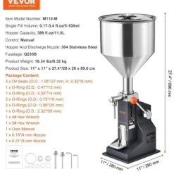 Drikkevareautomater>Vevor Manuel Flydende Fyldemaskine, Justerbar Hylde, 304 Rustfrit Stål Dyse,5-100 ml