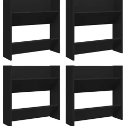 Væghængt skoskab 4 stk. 60x18x60 cm konstrueret træ sort - Væghængt Skoskab - Væghængte Skoskabe - Home & Living Outlet