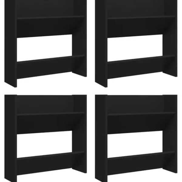 Væghængt skoskab 4 stk. 60x18x60 cm konstrueret træ sort - Væghængt Skoskab - Væghængte Skoskabe - Home & Living Outlet