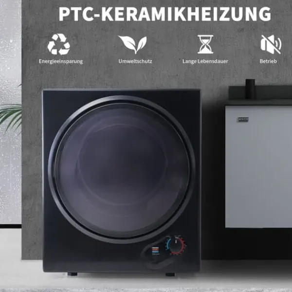Væghængt tørretumbler 2,5 kg, 200 min timer, dobbeltfilter, PTC-keramik, rustfri, 65°C