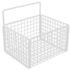 Vægmonteret opbevaringskurv Ingen boring Klæbende metaltråd Hængende kurv til køkken Mad Pantry Badeværelse Organisation Hvid New