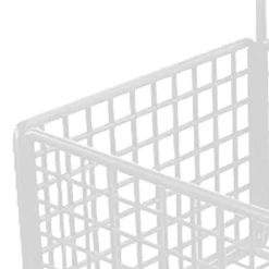 Vægmonteret opbevaringskurv Ingen boring Klæbende metaltråd Hængende kurv til køkken Mad Pantry Badeværelse Organisation Hvid New