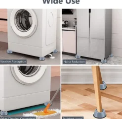 Vibrationsdæmpende fødder til vaskemaskine / tørretumbler Grå 4-pack