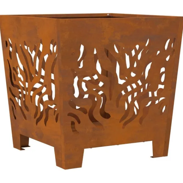 vidaXL Bålsted Brun 40 x 40 x 40 cm Forvitret stål Discount