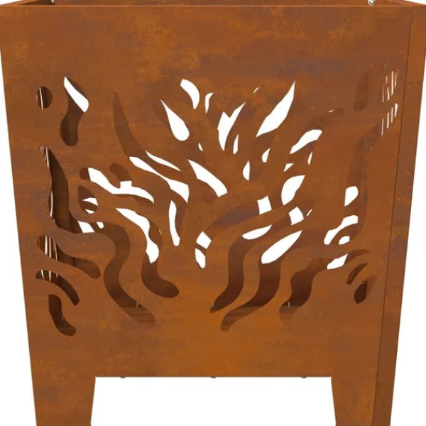 vidaXL Bålsted Brun 40 x 40 x 40 cm Forvitret stål Discount