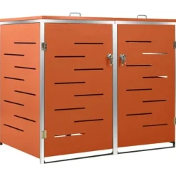 vidaXL dobbelt skraldespandsskjuler 138x77,5x112,5 cm rustfrit stål - Affaldsspandsskjulere