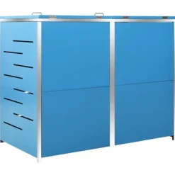 vidaXL dobbelt skraldespandsskjuler 138x77,5x112,5 cm rustfrit stål - Affaldsspandsskjulere New