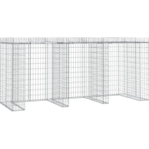 vidaXL gabionvæg til skraldespand 270x91x120 cm galvaniseret jern - Affaldsspandsskjulere Clearance